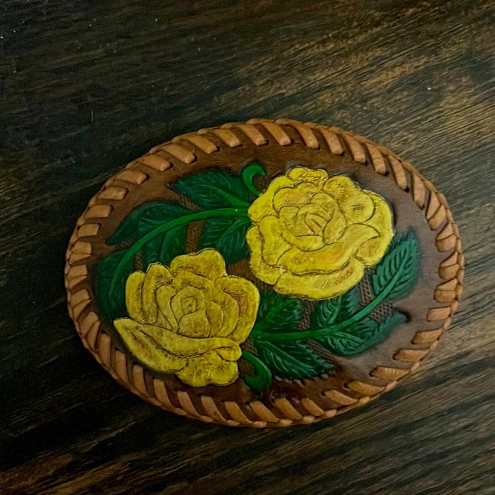 Leather Rose Belt Buckle